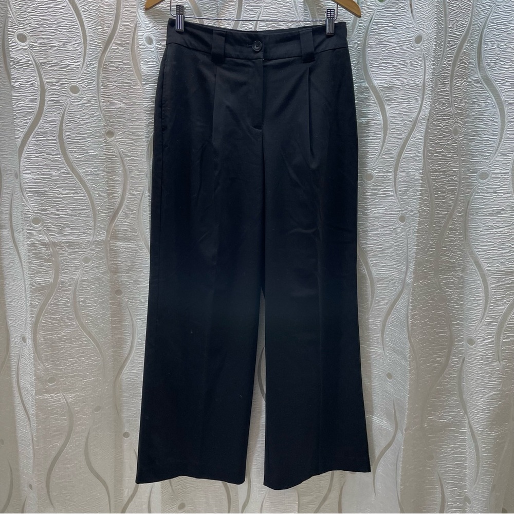 Reitmans Trousers Womens 6 Petite Black Excellent Wide Leg High Rise‎ Pleated